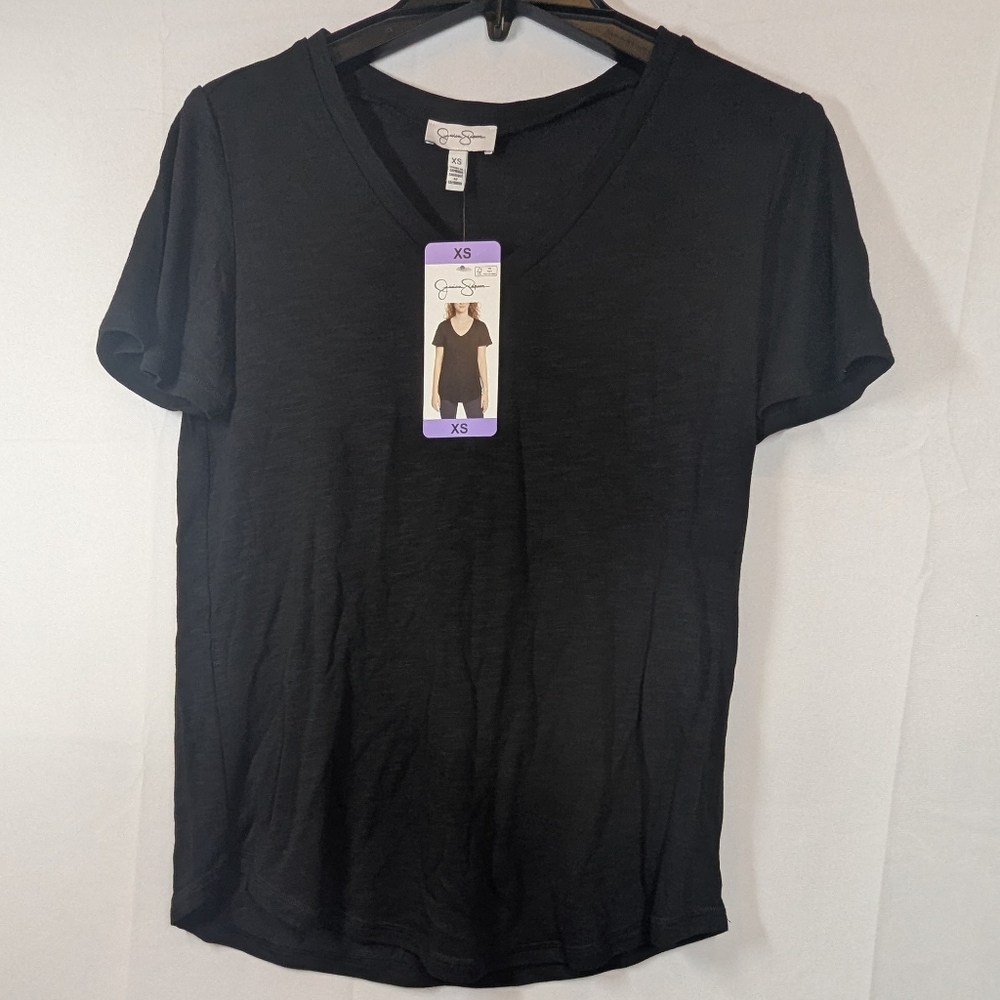 Jessica Simpson Women’s Top size XS Black Flutter Sleeve V-Neck Relaxed Fit NWT - Picture 2 of 5